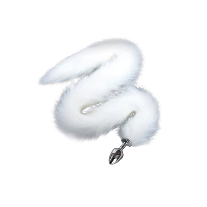 Cola larga Plug Plug Anal Metalizado con Cola Blanca