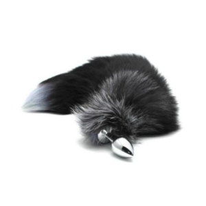 Plug Anal Metálico Cola de Zorro Negro Talla S