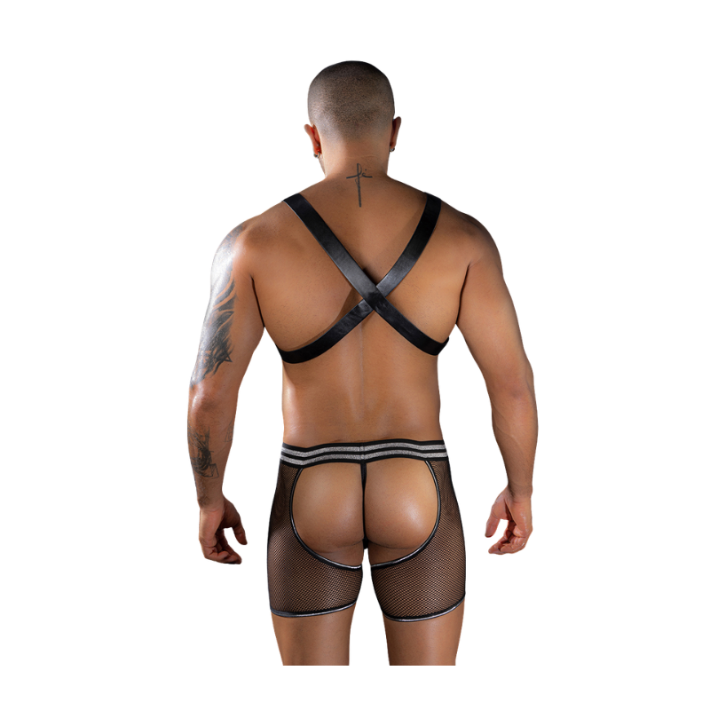 Ropa interior Sexy de encaje calado para hombre y suspensorio erótico