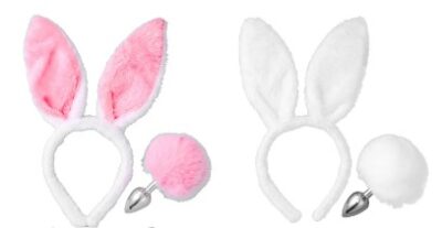 Kit/ Set, orejas de conejita y cola con plug anal