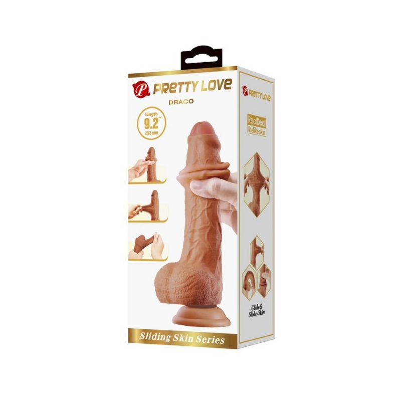 Draco Dildo Realista Piel Deslizable 23,3 cm - Moca