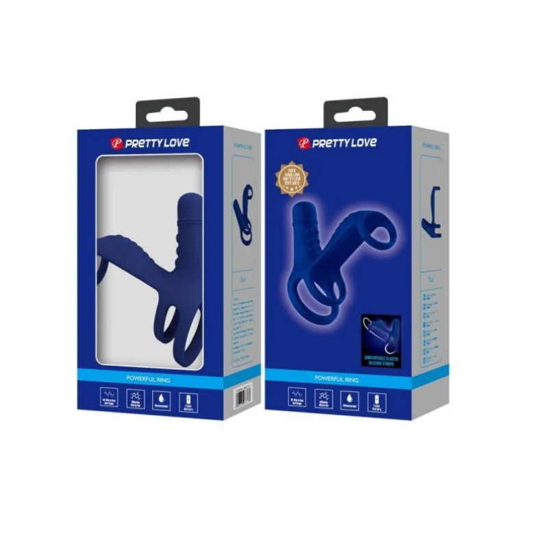 Elish Anillo Vibrador Triple con Funda - Azul