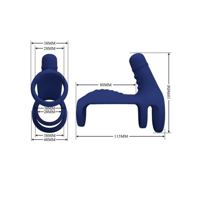 Elish Anillo Vibrador Triple con Funda - Azul