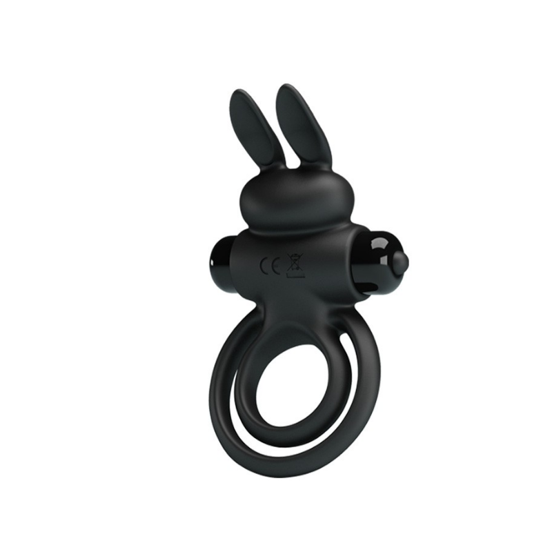 2076 anillo vibrador coneito negro ANILLO CONEJITO VIBRADOR DOBLE NEGRO