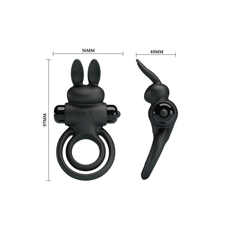 Anillo Conejito Vibrador Doble Negro
