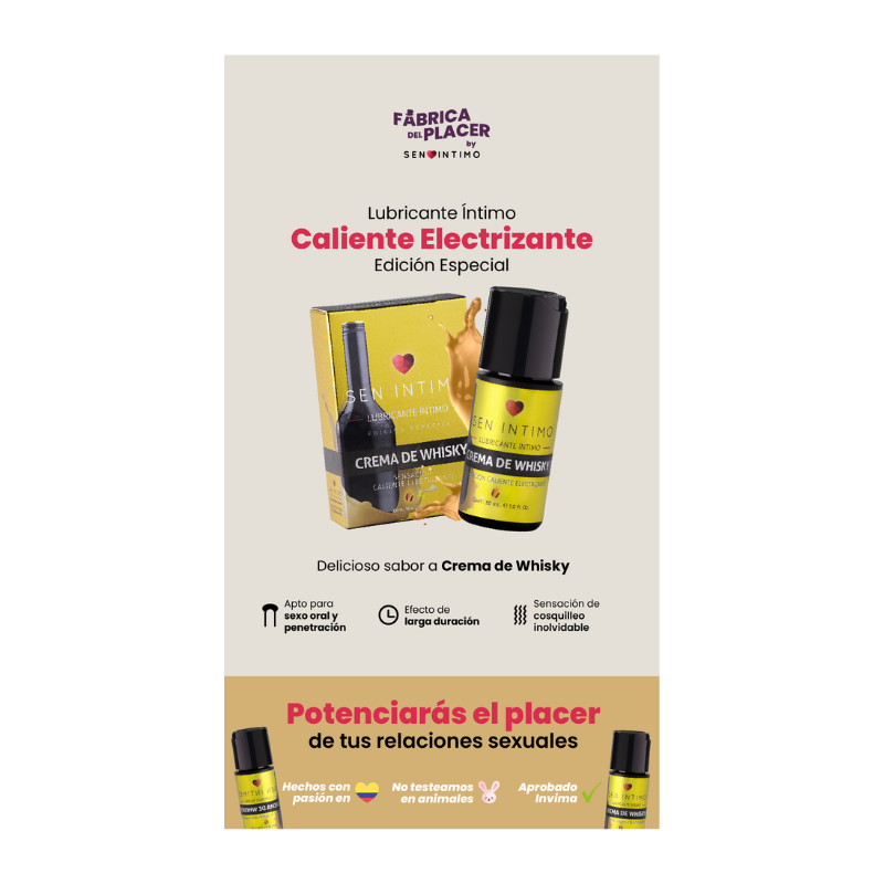 Lubricante crema de whisky 2 Gel Lubricante Sabor Crema de Whisky – Efecto Electrizante 30ml