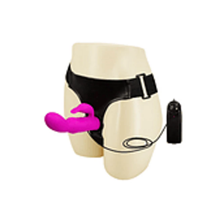 Arnés Con Conejo Vibrador Silicona ( vibración variable )