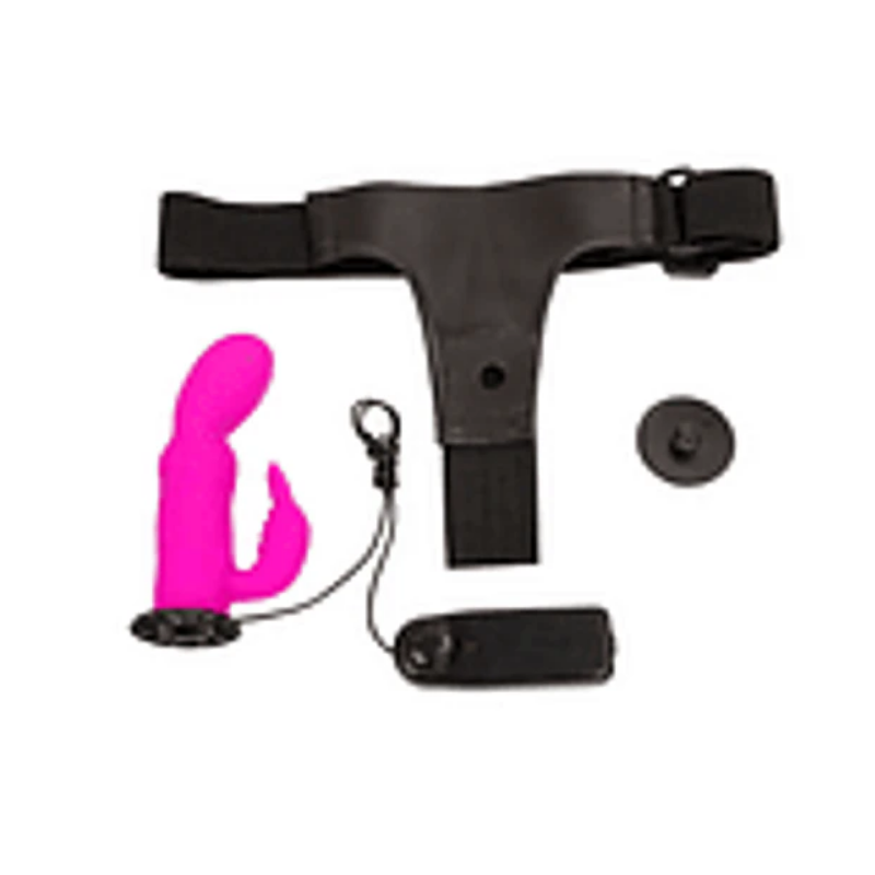 Arnés Con Conejo Vibrador Silicona ( vibración variable )