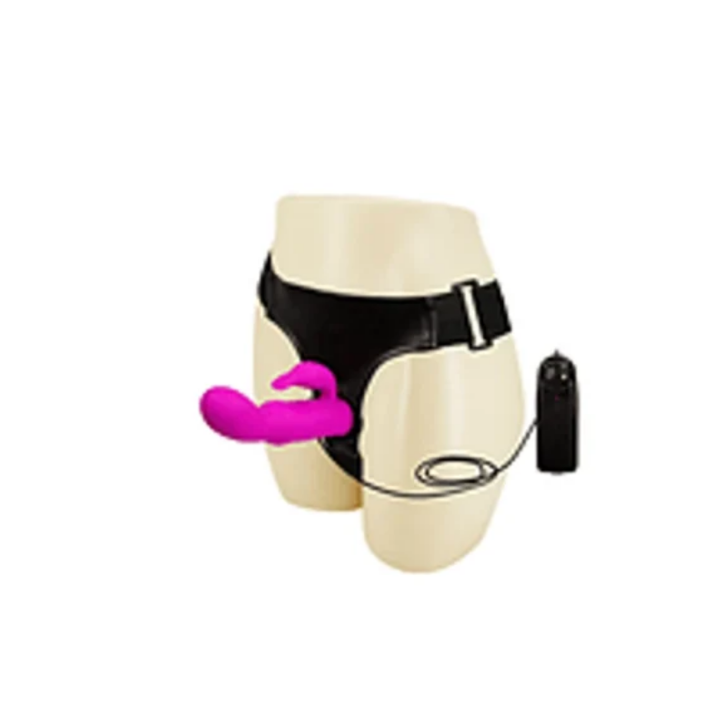 Arnés Con Conejo Vibrador Silicona ( vibración variable )