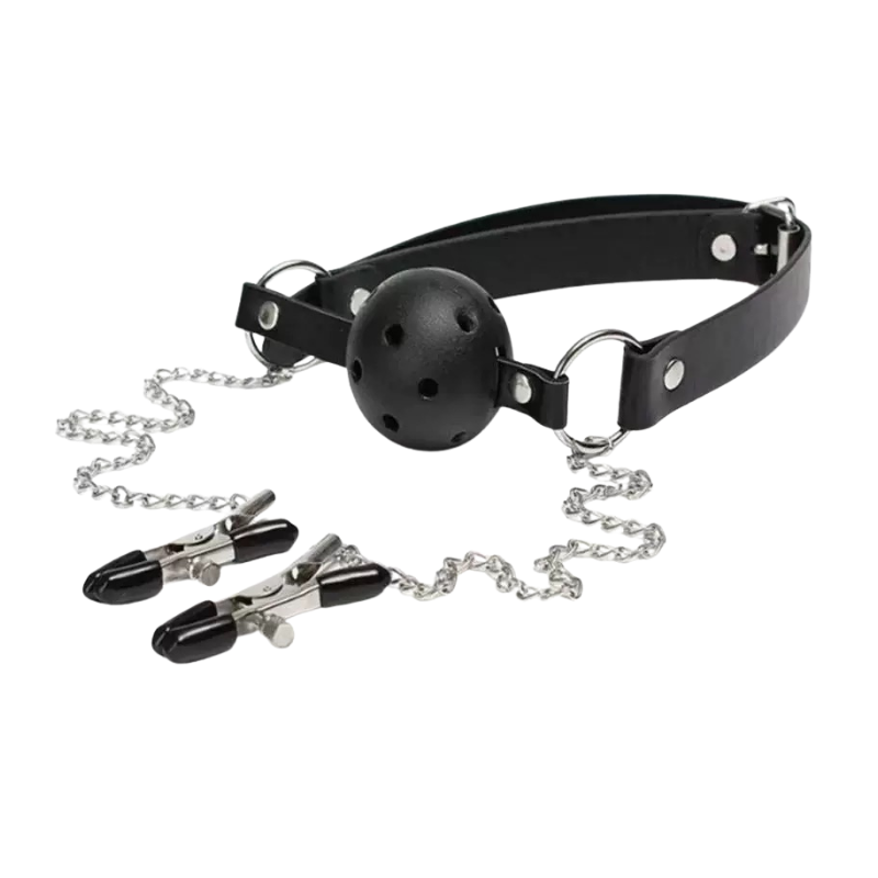 Bozal O Mordaza Con Bozal Y Pinza Para Pezones Regulable