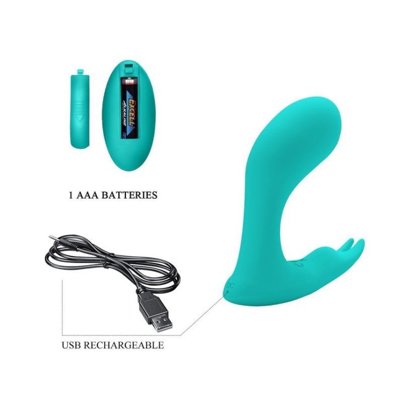 Idabelle Vibrador Dual con Control Remoto - Turquesa