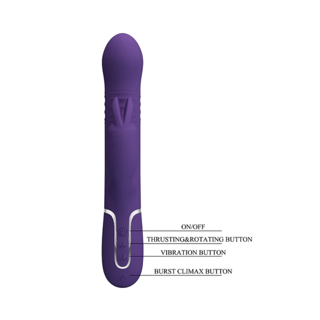 Vibrador Conejo con Empuje y Perlas Vibratorias Giratorias