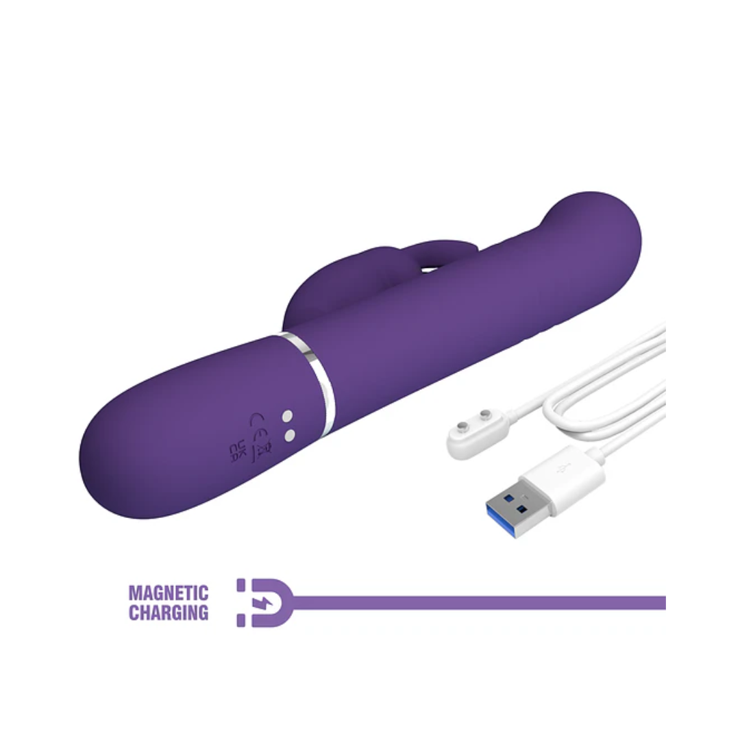 Vibrador Conejo con Empuje y Perlas Vibratorias Giratorias 2
