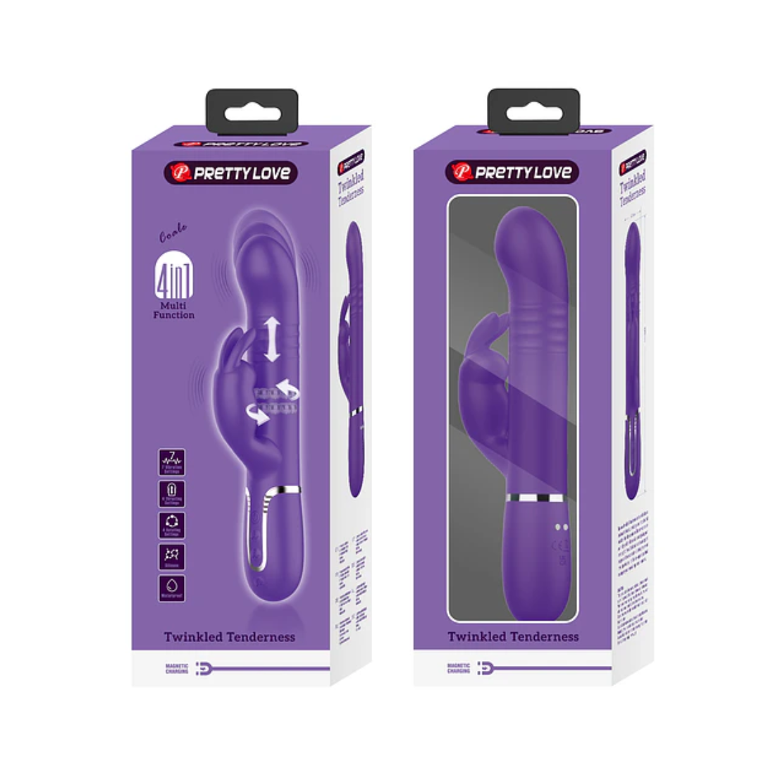 Vibrador Conejo con Empuje y Perlas Vibratorias Giratorias