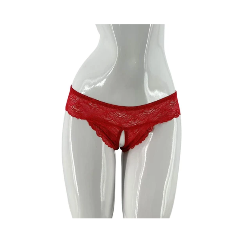 Elisa Pantaleta Abierta de Encaje Rojo