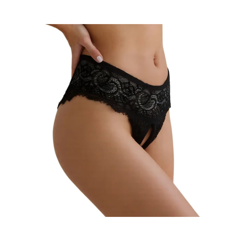 Elisa Pantaleta Abierta de Encaje Negro