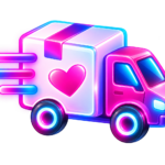 Camion de reparto neon con corazon