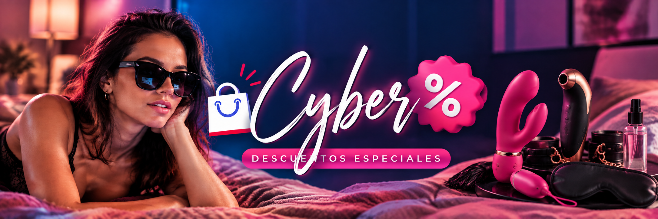 Ciberdescuentos en el dormitorio neon